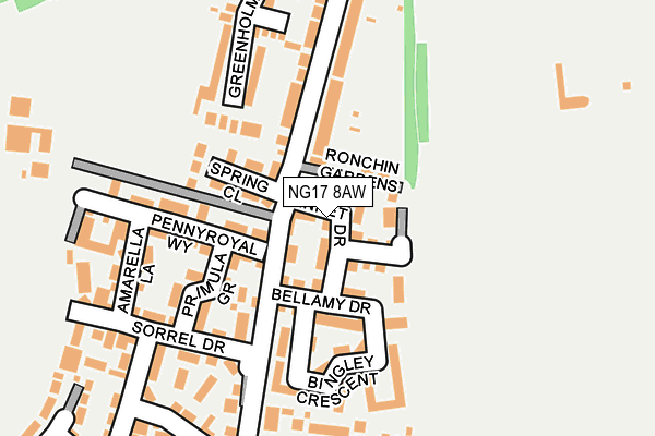 NG17 8AW map - OS OpenMap – Local (Ordnance Survey)