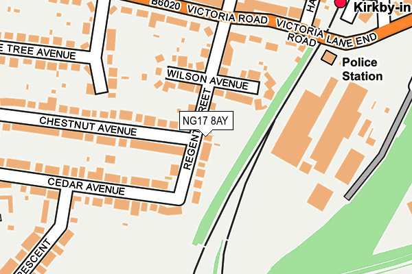 NG17 8AY map - OS OpenMap – Local (Ordnance Survey)
