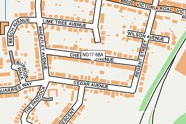 NG17 8BA map - OS OpenMap – Local (Ordnance Survey)