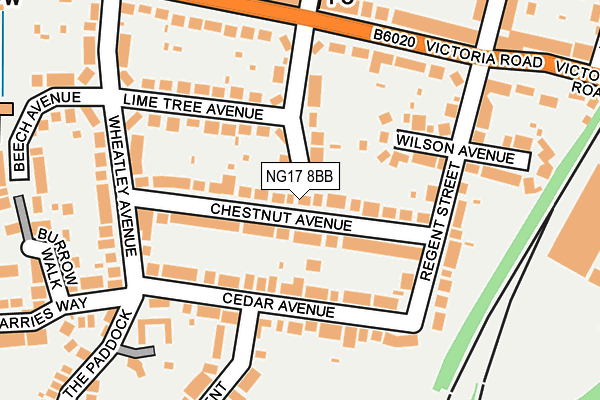 NG17 8BB map - OS OpenMap – Local (Ordnance Survey)