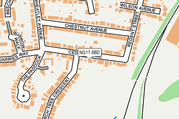 NG17 8BD map - OS OpenMap – Local (Ordnance Survey)