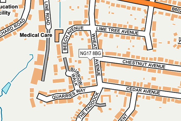 NG17 8BG map - OS OpenMap – Local (Ordnance Survey)