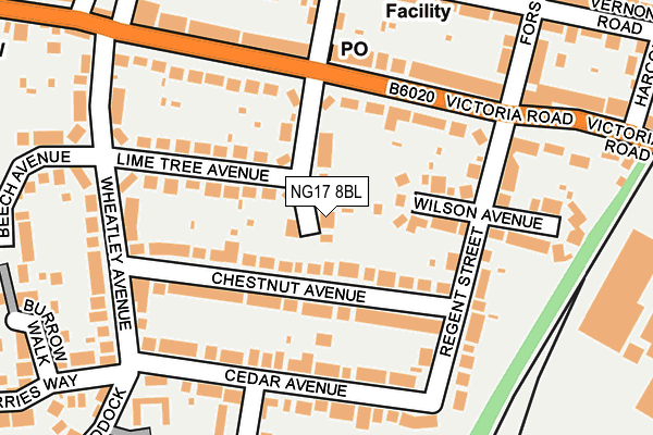 NG17 8BL map - OS OpenMap – Local (Ordnance Survey)