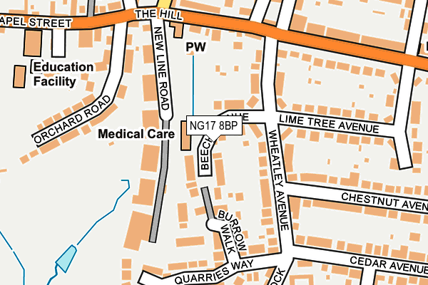 NG17 8BP map - OS OpenMap – Local (Ordnance Survey)