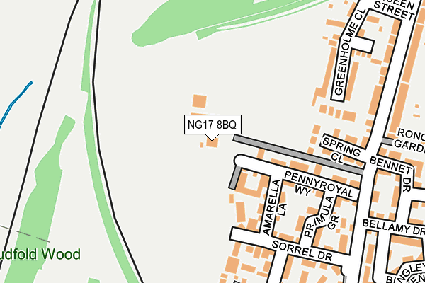 NG17 8BQ map - OS OpenMap – Local (Ordnance Survey)