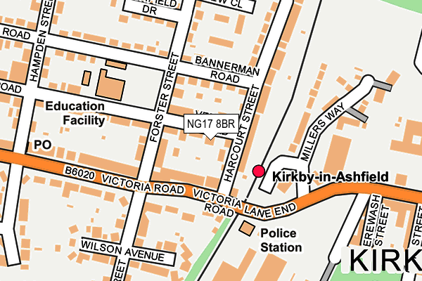 NG17 8BR map - OS OpenMap – Local (Ordnance Survey)