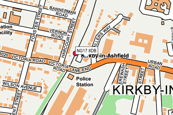 NG17 8DB map - OS OpenMap – Local (Ordnance Survey)