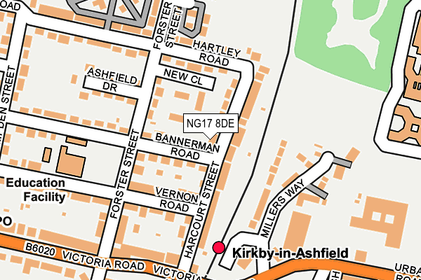 NG17 8DE map - OS OpenMap – Local (Ordnance Survey)