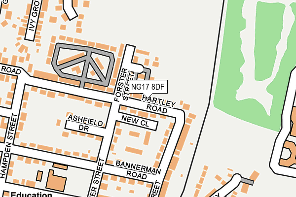 NG17 8DF map - OS OpenMap – Local (Ordnance Survey)