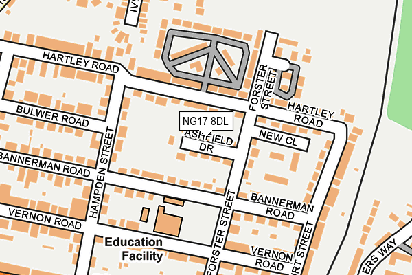 NG17 8DL map - OS OpenMap – Local (Ordnance Survey)