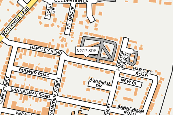 NG17 8DP map - OS OpenMap – Local (Ordnance Survey)