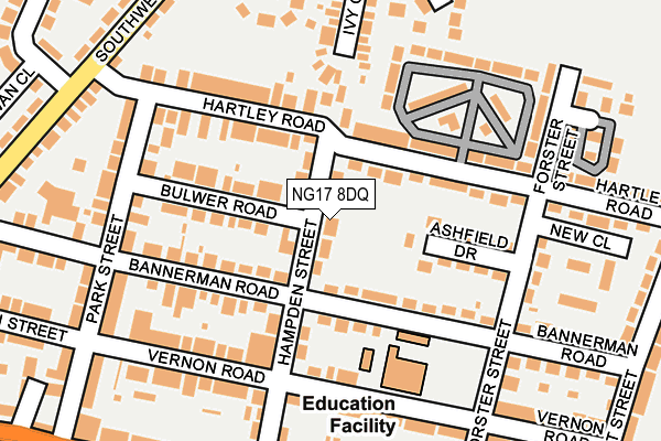 NG17 8DQ map - OS OpenMap – Local (Ordnance Survey)