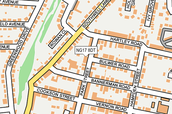 NG17 8DT map - OS OpenMap – Local (Ordnance Survey)