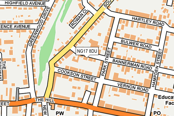 NG17 8DU map - OS OpenMap – Local (Ordnance Survey)