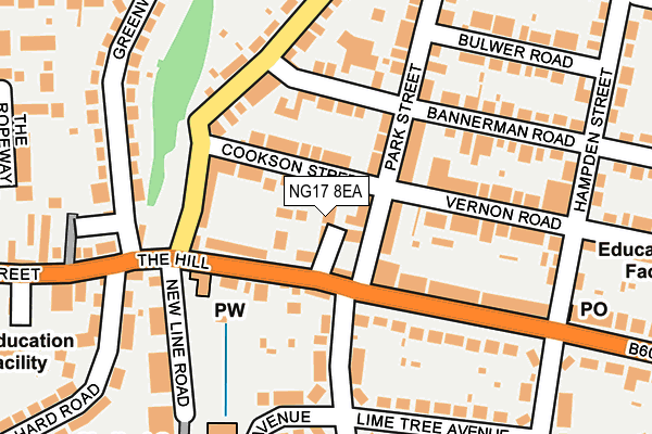 NG17 8EA map - OS OpenMap – Local (Ordnance Survey)