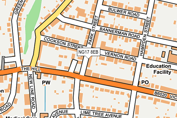 NG17 8EB map - OS OpenMap – Local (Ordnance Survey)