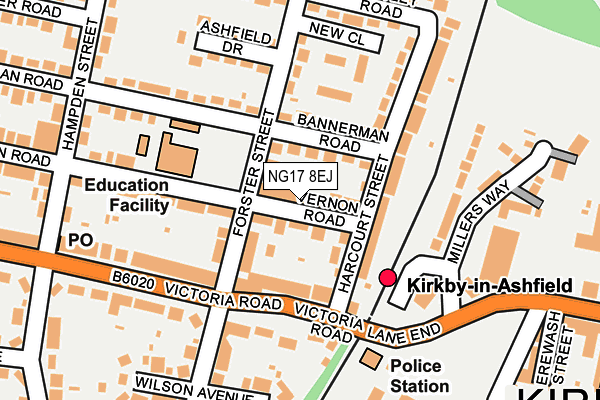 NG17 8EJ map - OS OpenMap – Local (Ordnance Survey)