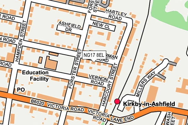 NG17 8EL map - OS OpenMap – Local (Ordnance Survey)
