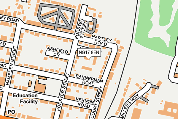 NG17 8EN map - OS OpenMap – Local (Ordnance Survey)