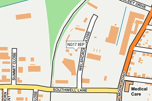 NG17 8EP map - OS OpenMap – Local (Ordnance Survey)