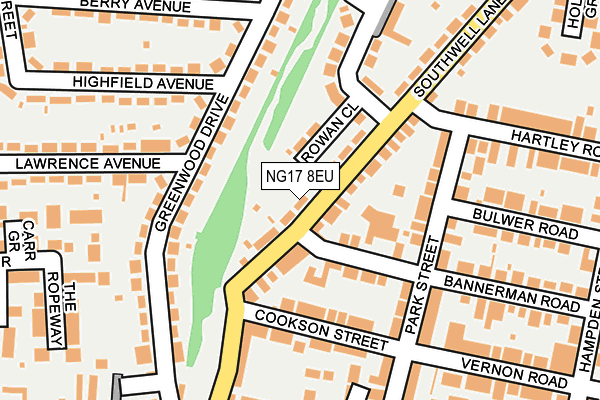 NG17 8EU map - OS OpenMap – Local (Ordnance Survey)