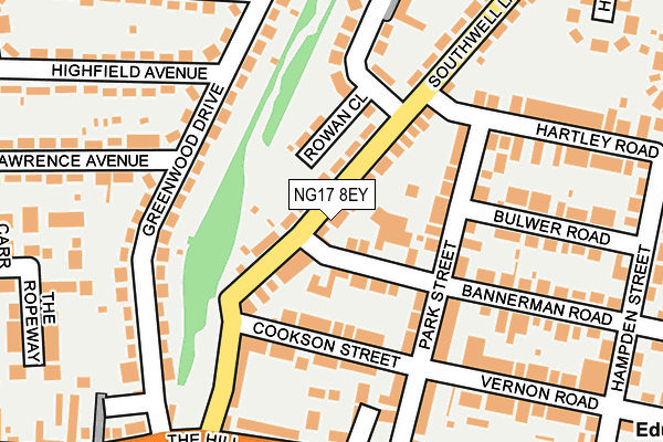 NG17 8EY map - OS OpenMap – Local (Ordnance Survey)
