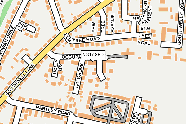 NG17 8FD map - OS OpenMap – Local (Ordnance Survey)