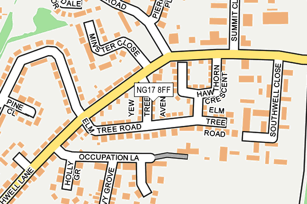 NG17 8FF map - OS OpenMap – Local (Ordnance Survey)