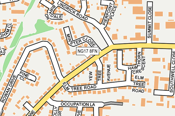 NG17 8FN map - OS OpenMap – Local (Ordnance Survey)