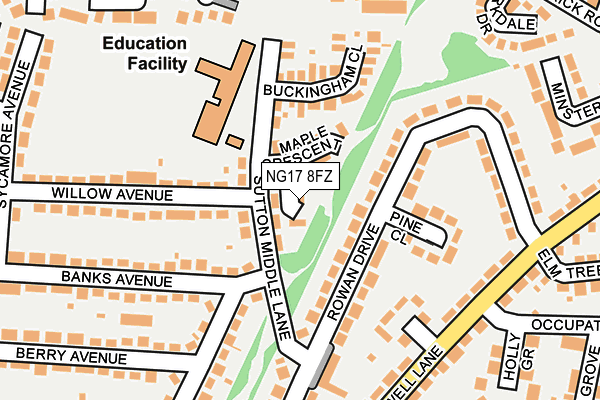 NG17 8FZ map - OS OpenMap – Local (Ordnance Survey)