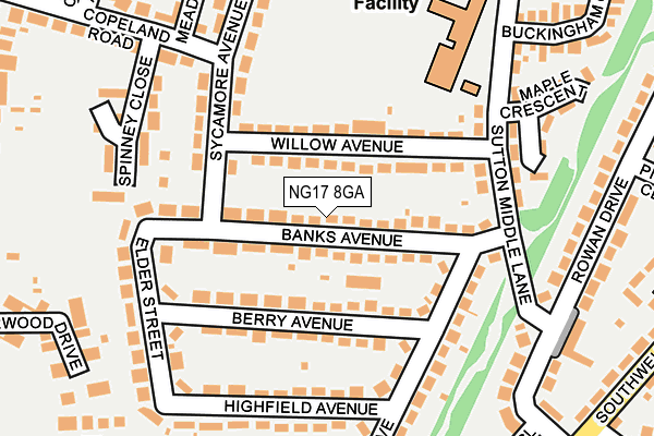 NG17 8GA map - OS OpenMap – Local (Ordnance Survey)