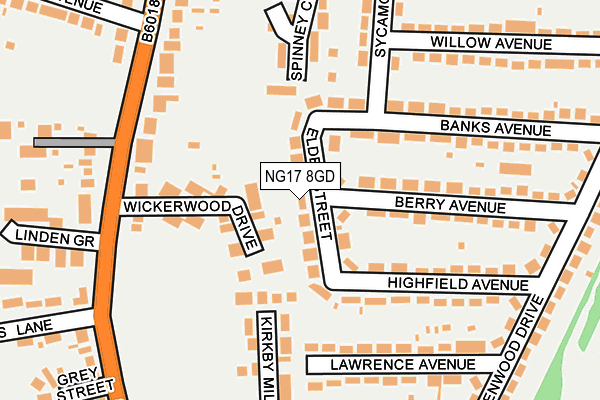 NG17 8GD map - OS OpenMap – Local (Ordnance Survey)