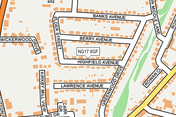 NG17 8GF map - OS OpenMap – Local (Ordnance Survey)