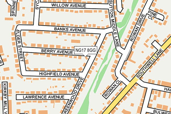 NG17 8GG map - OS OpenMap – Local (Ordnance Survey)
