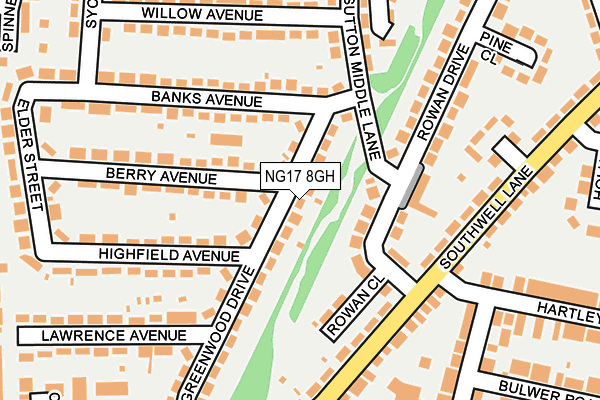 NG17 8GH map - OS OpenMap – Local (Ordnance Survey)
