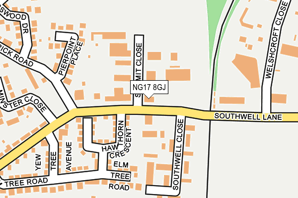 NG17 8GJ map - OS OpenMap – Local (Ordnance Survey)