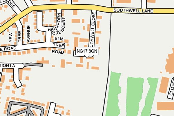 NG17 8GN map - OS OpenMap – Local (Ordnance Survey)