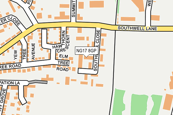 NG17 8GP map - OS OpenMap – Local (Ordnance Survey)