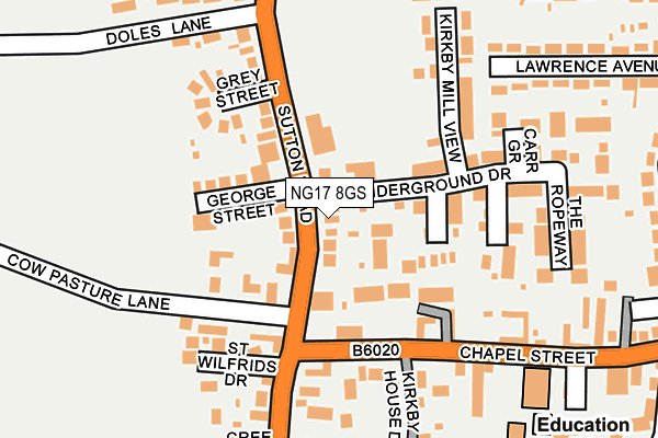 NG17 8GS map - OS OpenMap – Local (Ordnance Survey)