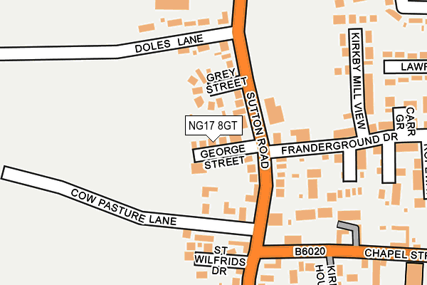 NG17 8GT map - OS OpenMap – Local (Ordnance Survey)