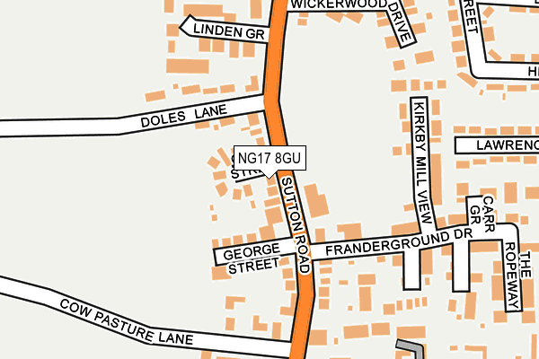 NG17 8GU map - OS OpenMap – Local (Ordnance Survey)