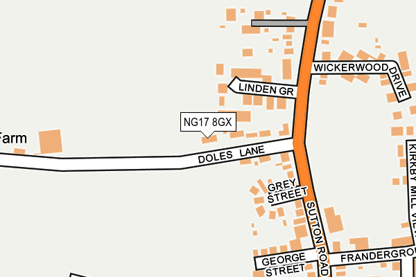 NG17 8GX map - OS OpenMap – Local (Ordnance Survey)