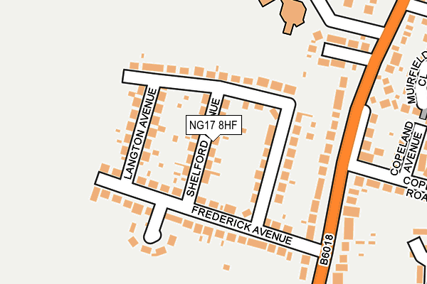 NG17 8HF map - OS OpenMap – Local (Ordnance Survey)