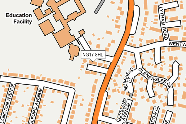 NG17 8HL map - OS OpenMap – Local (Ordnance Survey)