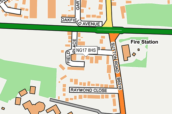 NG17 8HS map - OS OpenMap – Local (Ordnance Survey)