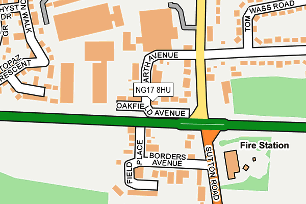 NG17 8HU map - OS OpenMap – Local (Ordnance Survey)