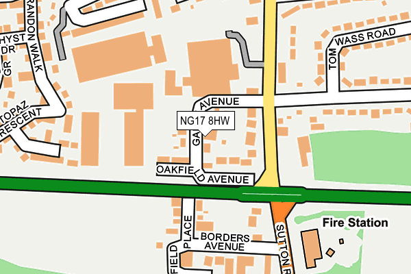 NG17 8HW map - OS OpenMap – Local (Ordnance Survey)