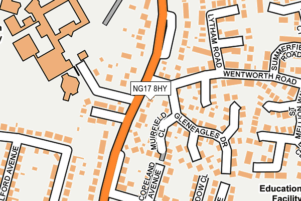 NG17 8HY map - OS OpenMap – Local (Ordnance Survey)