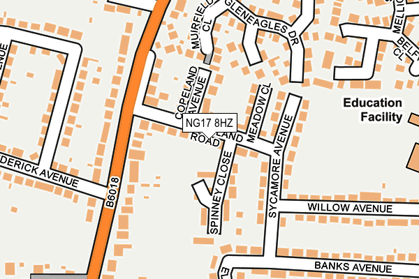 NG17 8HZ map - OS OpenMap – Local (Ordnance Survey)