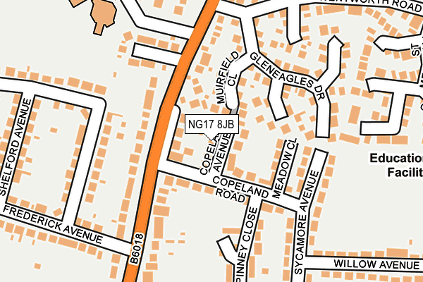 NG17 8JB map - OS OpenMap – Local (Ordnance Survey)